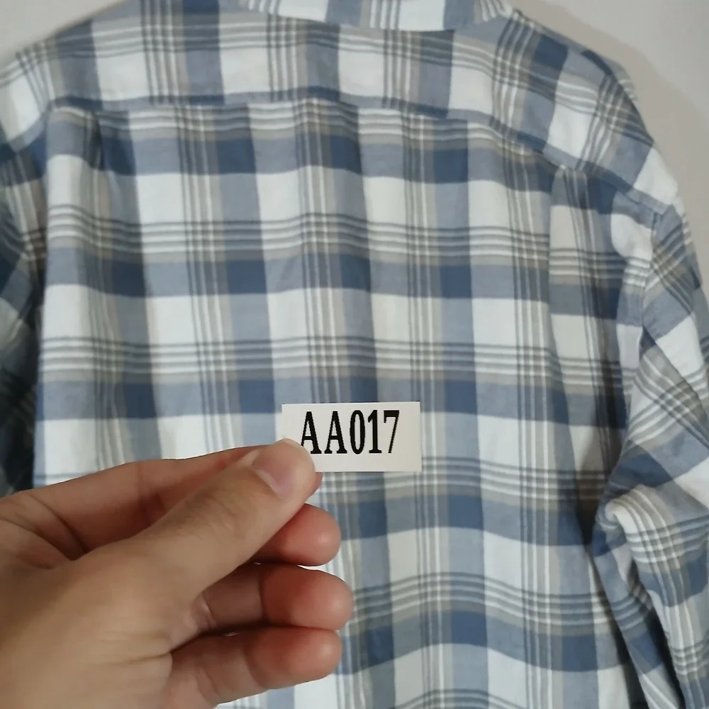 J Crew Button Up Plaid Long Sleeve Flannel Slim Men's Size XL Blue Cotton‎ AA017